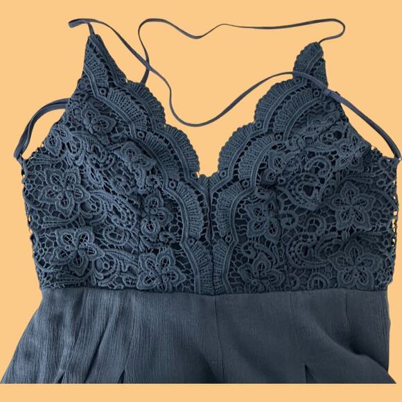 Lulus Star Spangled Indigo Backless Lace Romper (L) - Picture 12 of 14